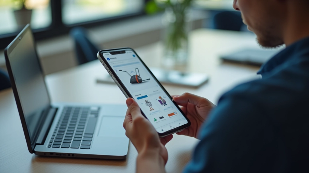 Designer comparing mobile interface layouts on tablet with analytics dashboard visible