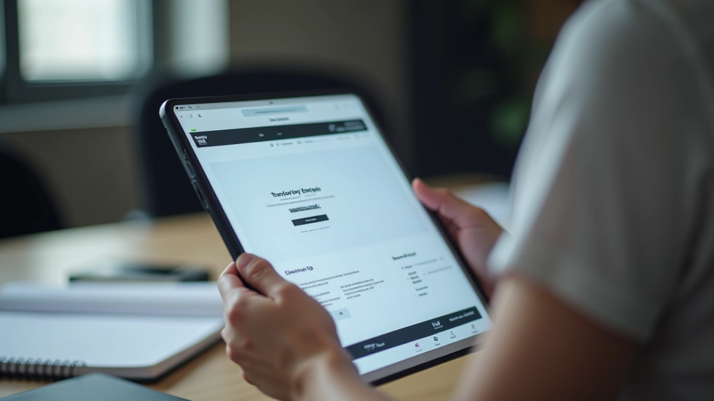 Designer working on product page layout with tablet and design tools on workspace