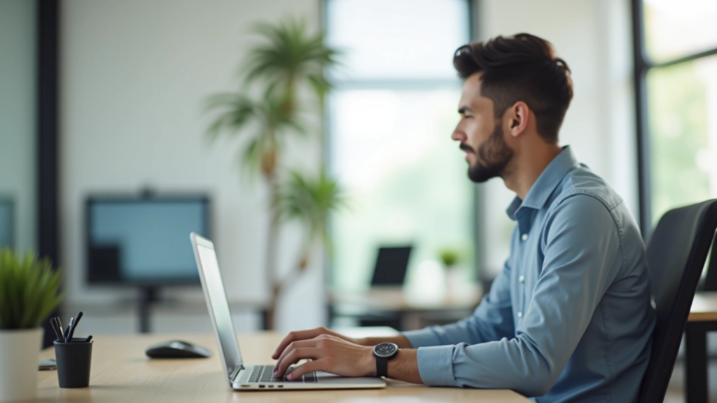 Designer working on e-commerce interface design with laptop and design tools on modern workspace